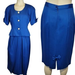 Vintage Talbots Royal Blue Bow Skirt Set